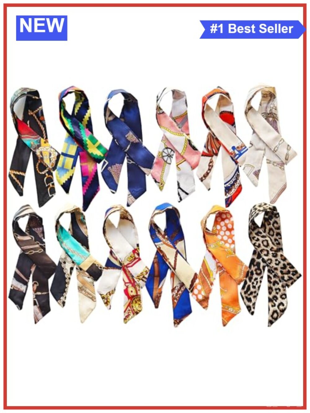 Satin Polyester Scarf Set 12 Pcs Bag Charm Headband Hair Neck Scarves